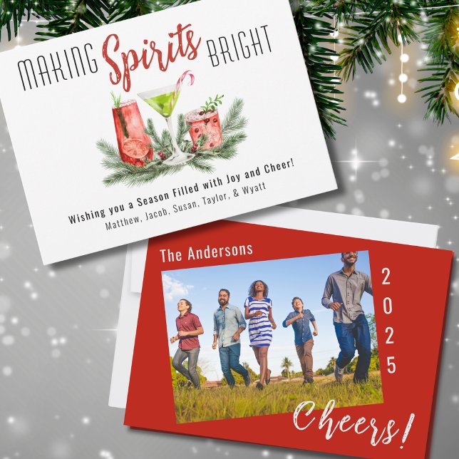 Modern Minimalist Family Photo Holiday Flat Card (Creator Uploaded)