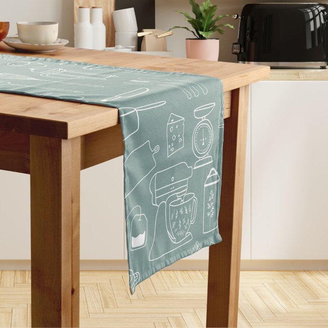 Modern Minimalist Farmhouse Kitchen Utensils Short Table Runner (In situ)