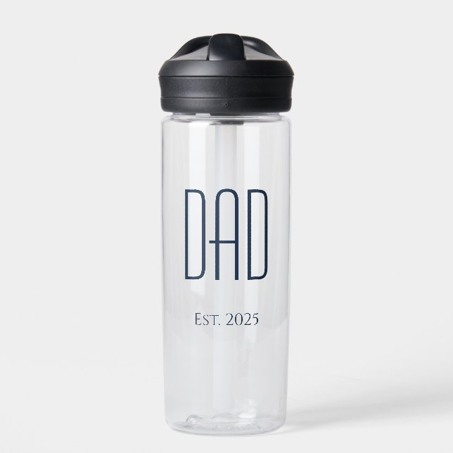 Modern Minimalist Father's Day New Dad Water Bottle (Front)