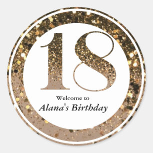 Modern minimalist faux gold glitter 18th birthday classic round sticker