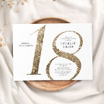 Modern minimalist faux gold glitter 18th birthday invitation<br><div class="desc">Modern minimalist 18th birthday party invitation features stylish faux gold glitter number 18 and your party details in classic serif font,   simple and elegant,  great surprise birthday invitation for men and women.  
the white background colour can be changed to any colour of your choice.</div>