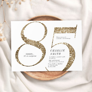 Modern minimalist faux gold glitter 85th birthday invitation