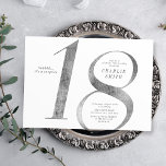 Modern minimalist faux silver 18th birthday invitation<br><div class="desc">Modern minimalist 18th birthday party invitation features stylish faux silver foil number 18 and your party details in classic serif font,   simple and elegant,  great surprise birthday invitation for men and women.  
the white background colour can be changed to any colour of your choice.</div>