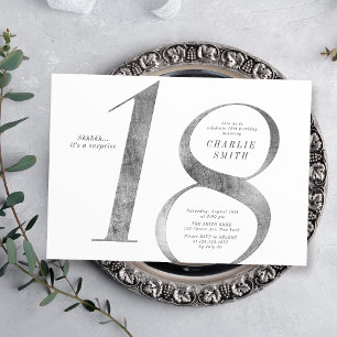 Modern minimalist faux silver 18th birthday invitation