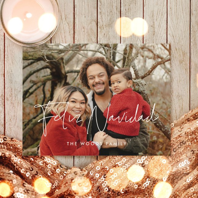 Modern minimalist Feliz Navidad Christmas photo Postcard (Creator Uploaded)