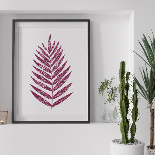 Modern Minimalist Fern Drawing in Plum Poster