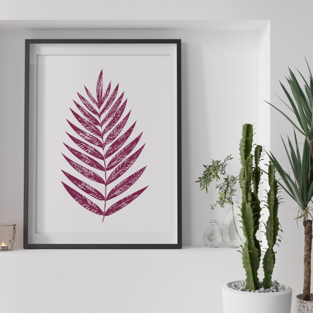 Modern Minimalist Fern Drawing in Plum Poster (Creator Uploaded)