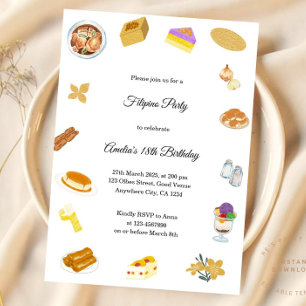 Modern Minimalist Filipino Party Invitation Bday