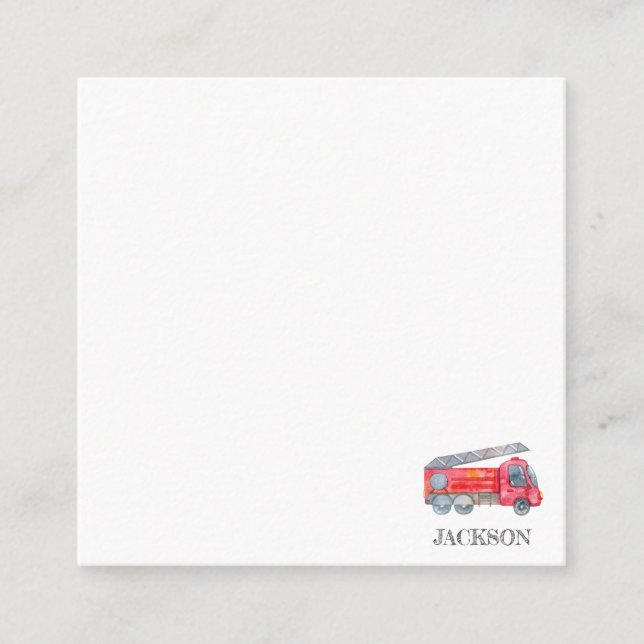 Modern Minimalist Fireman birthday Party Enclosure Card (Front)
