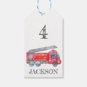Modern Minimalist Fireman birthday Party Gift Tags