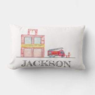 Modern Minimalist Fireman birthday Party  Lumbar Cushion