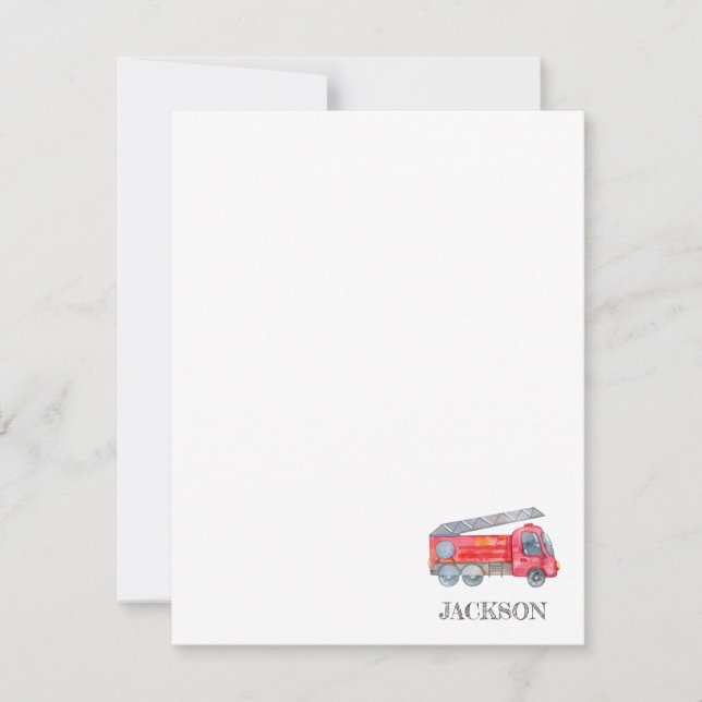 Modern Minimalist Fireman birthday Party RSVP Card (Front)