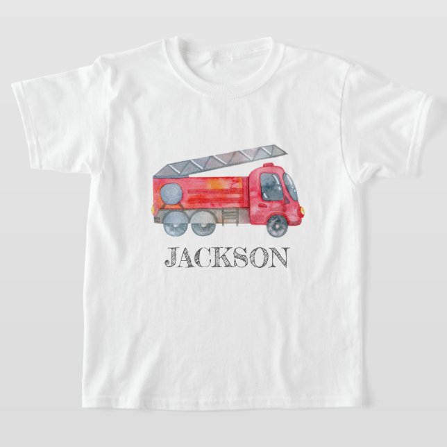 Modern Minimalist Fireman birthday Party T-Shirt (Laydown)