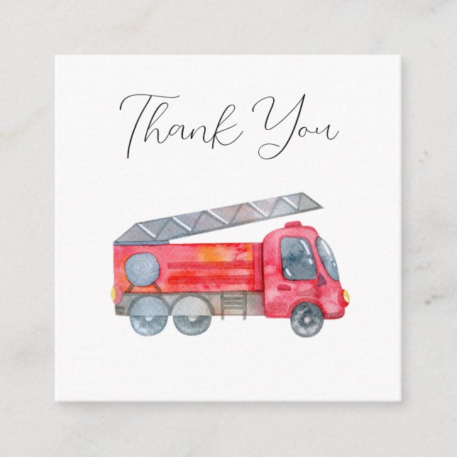 Modern Minimalist Fireman birthday Party Thank You Enclosure Card (Front)