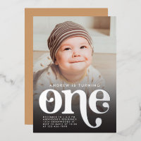 Modern Minimalist First Birthday Photo Rose Gold