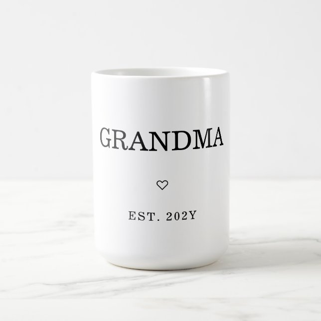 Modern Minimalist First Time Grandma Est. Coffee Mug (Center)