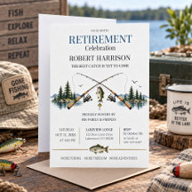 Modern Minimalist Fishing Retirement Party