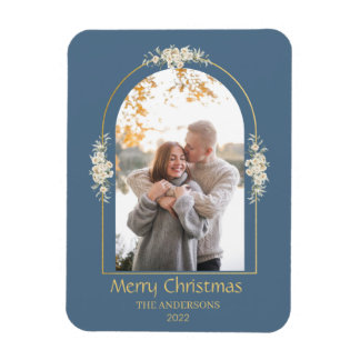 Modern Minimalist Floral Arch Photo Grey  Magnet