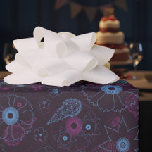 Modern Minimalist Floral Blue & Purple Pattern