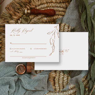 Modern Minimalist Floral Calligraphy Wedding RSVP Card