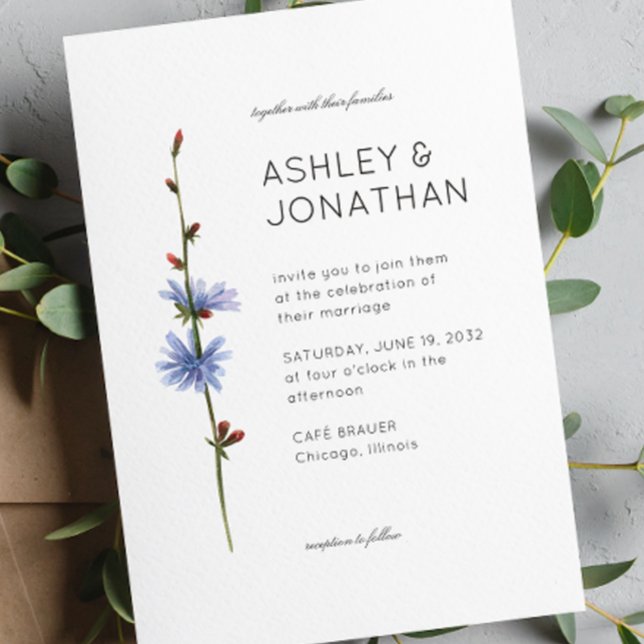 Modern Minimalist Floral Detail Wedding Invitation (Creator Uploaded)