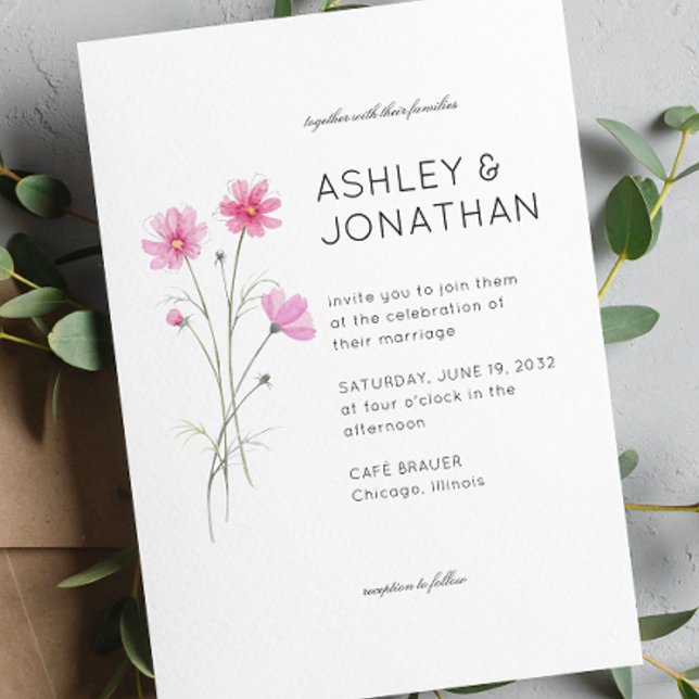 Modern Minimalist Floral Detail Wedding Invitation (Creator Uploaded)