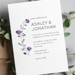 Modern Minimalist Floral Detail Wedding Invitation