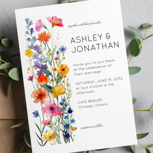 Modern Minimalist Floral Detail Wedding Invitation (Creator Uploaded)
