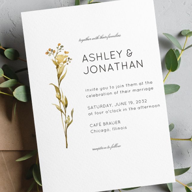 Modern Minimalist Floral Detail Wedding Invitation (Creator Uploaded)