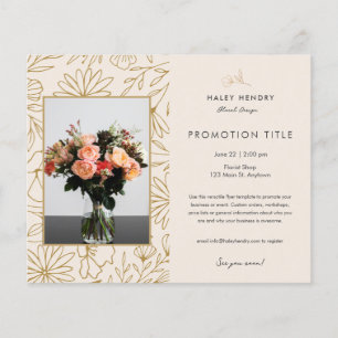 Modern Minimalist Floral Pattern Gold Event Flyer