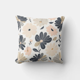 Modern Minimalist Floral Pattern with Bold Outline Cushion