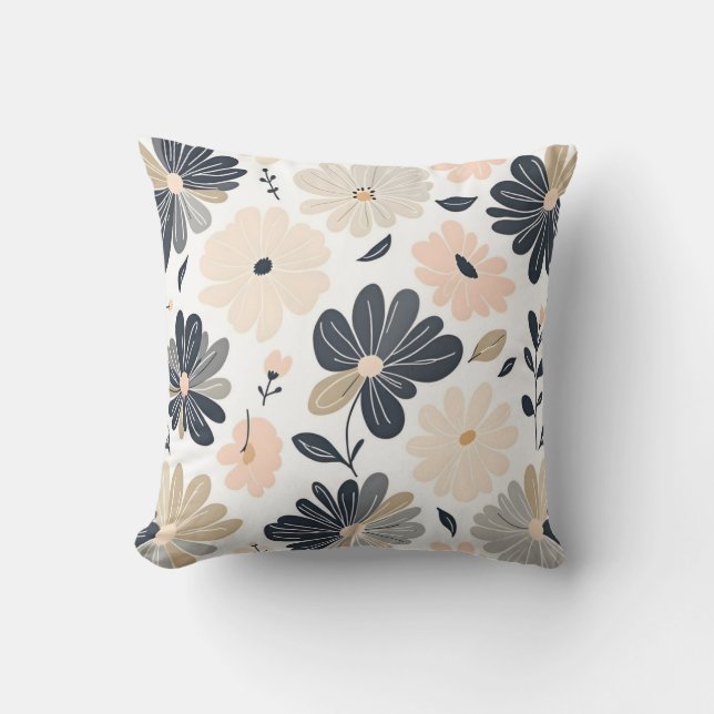 Modern Minimalist Floral Pattern with Bold Outline Cushion (Front)