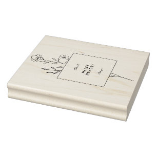 Modern Minimalist Floral  Rubber Stamp