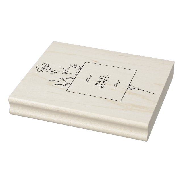 Modern Minimalist Floral  Rubber Stamp (Stamp)