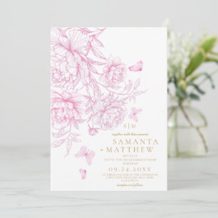 Modern Minimalist Floral Wedding Invitation