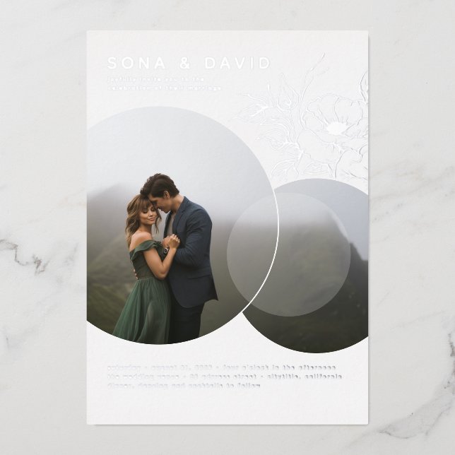 Modern Minimalist Floral Wedding Photo (Front)