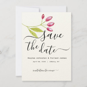 Modern Minimalist Floral Wedding Save The Date Invitation