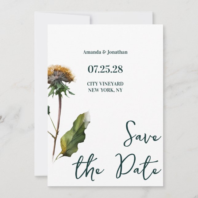 Modern Minimalist Floral Wedding Save the Date Invitation (Front)