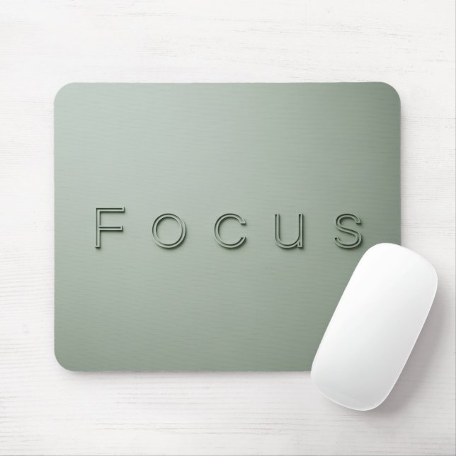 Modern Minimalist FOCUS Quote Sage Green Aesthetic Mouse Pad (With Mouse)