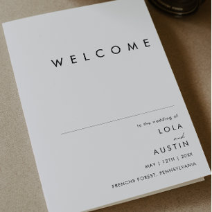 Modern Minimalist Folded Wedding Program