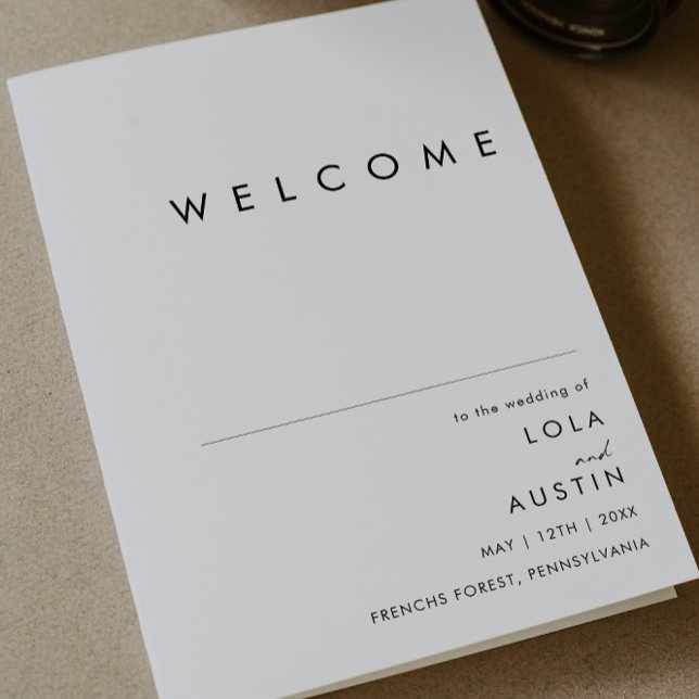 Modern Minimalist Folded Wedding Program (Creator Uploaded)