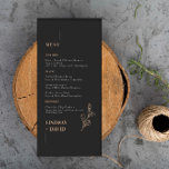 Modern Minimalist Foliage Black Menu Card<br><div class="desc">Invite guests to your wedding with this simple and modern customisable menu card, which features a clean font on charcoal background. This invitation is perfect for any season. For more advanced customisation of this design, e.g. changing layout, font or text size please click the "CUSTOMIZE" button above. Please contact me...</div>
