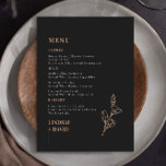 Modern Minimalist Foliage Black Menu Card<br><div class="desc">Invite guests to your wedding with this simple and modern customisable menu card, which features a clean font on charcoal background. This invitation is perfect for any season. For more advanced customisation of this design, e.g. changing layout, font or text size please click the "CUSTOMIZE" button above. Please contact me...</div>