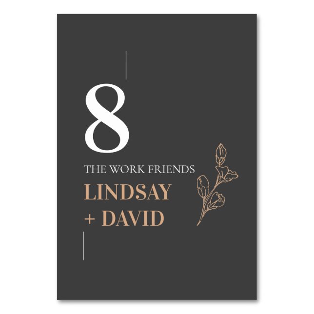 Modern Minimalist Foliage Table Number Card (Front)