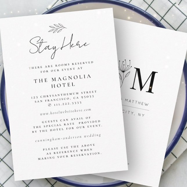 Modern Minimalist Foliage Wedding Accommodation Enclosure Card (Creator Uploaded)
