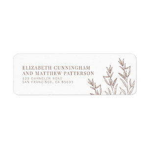 Modern + Minimalist Foliage Wedding Return Address Label