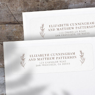 Modern + Minimalist Foliage Wedding Return Address Label