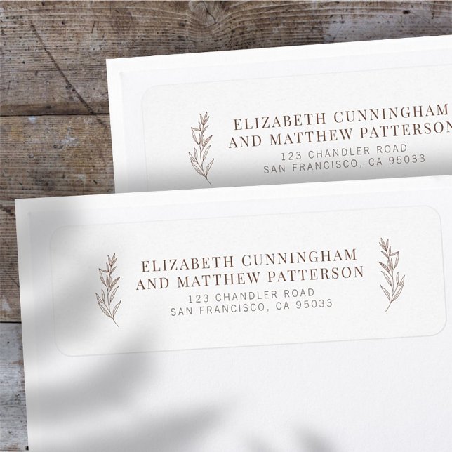 Modern + Minimalist Foliage Wedding Return Address Label (Creator Uploaded)