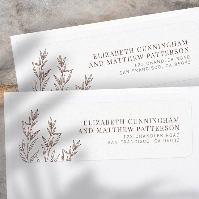 Modern + Minimalist Foliage Wedding Return Address Label (Creator Uploaded)