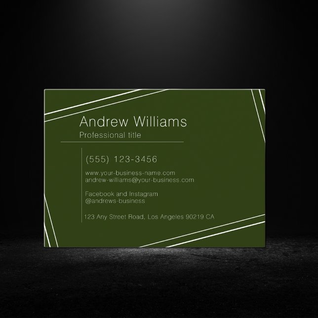 Modern Minimalist Forest Green Professional Simple Business Card (Creator Uploaded)